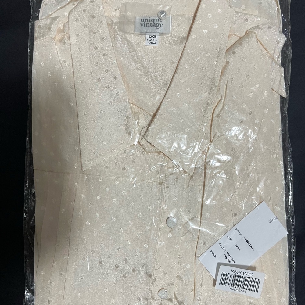Unique Vintage Ivory Polka Dot Top